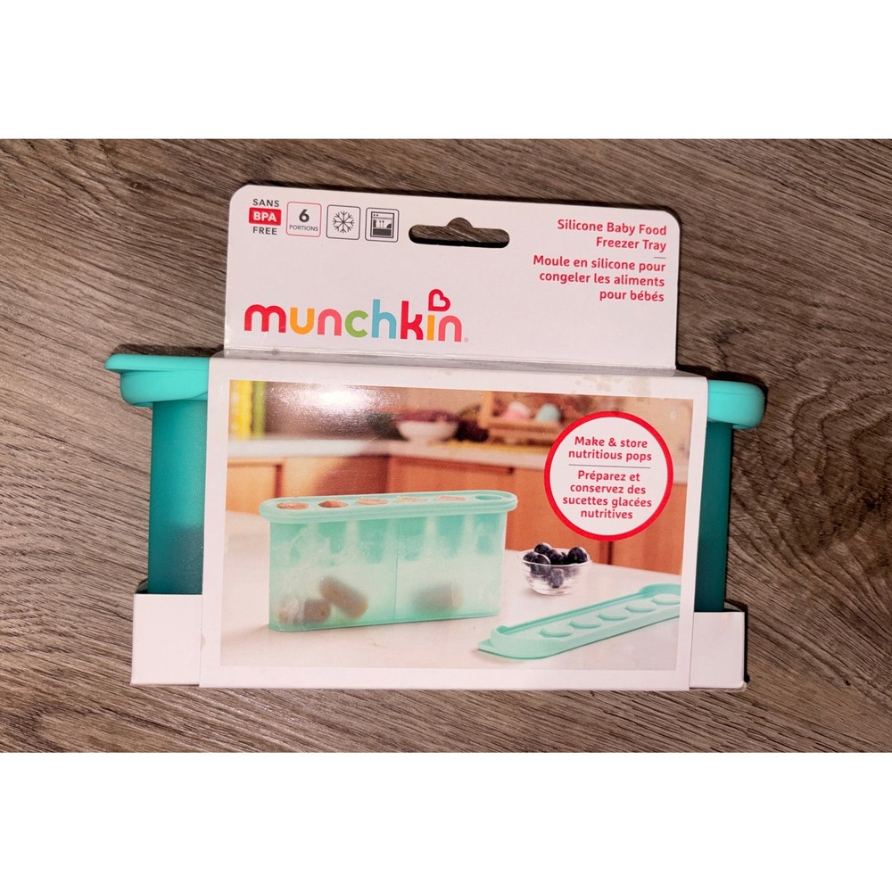 Munchkin Silicone Baby Food Freezer Tray Teal 6 Portions BPA Free New